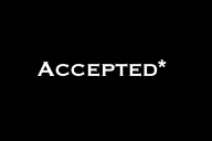 Word “accepted” with asterisk written in white letters on a black background