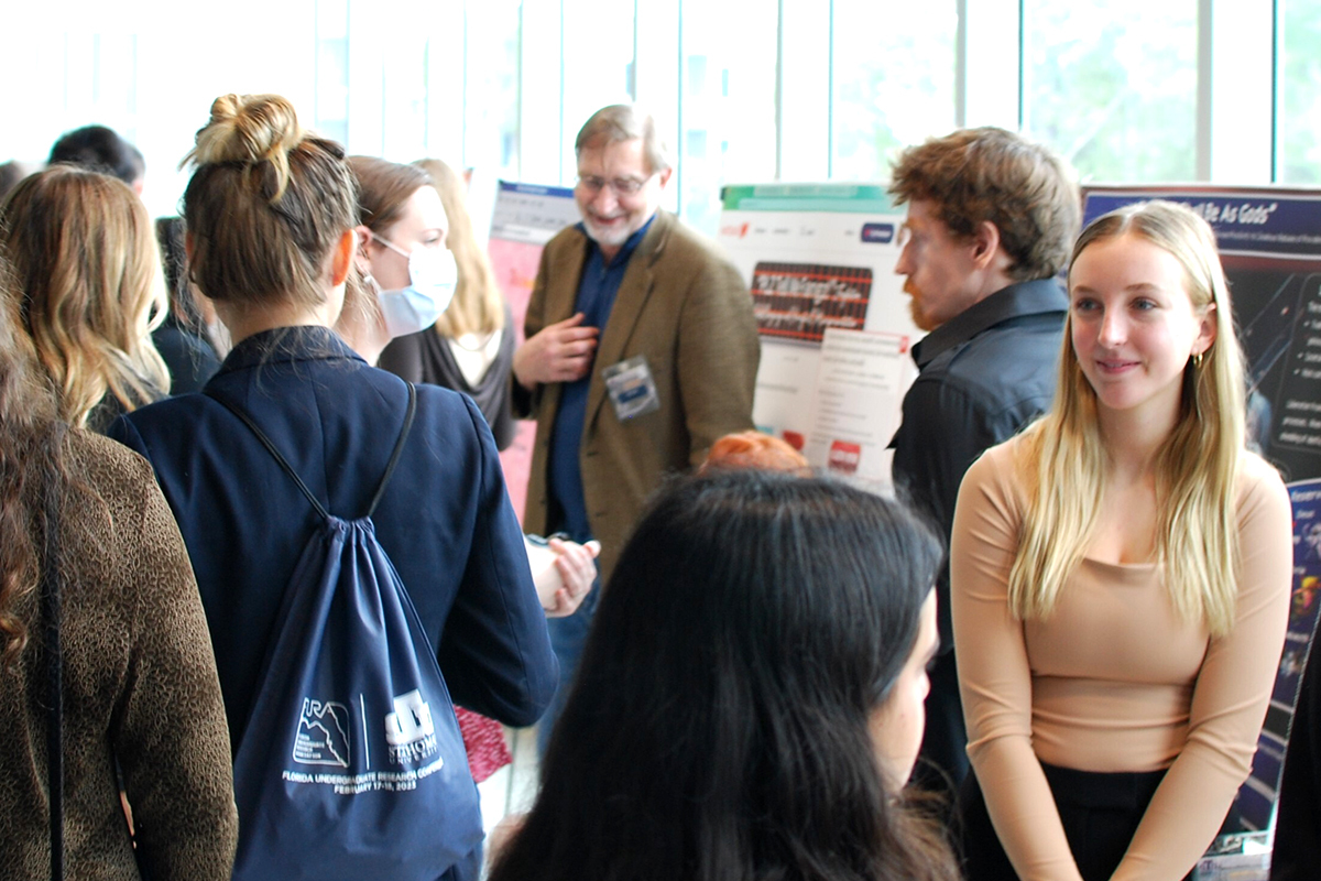 Students mingle at research conference
