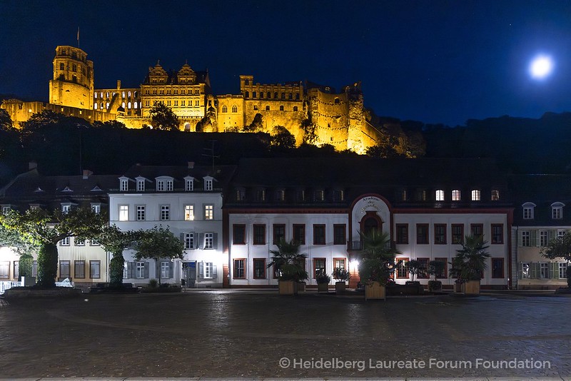 castle and city at night