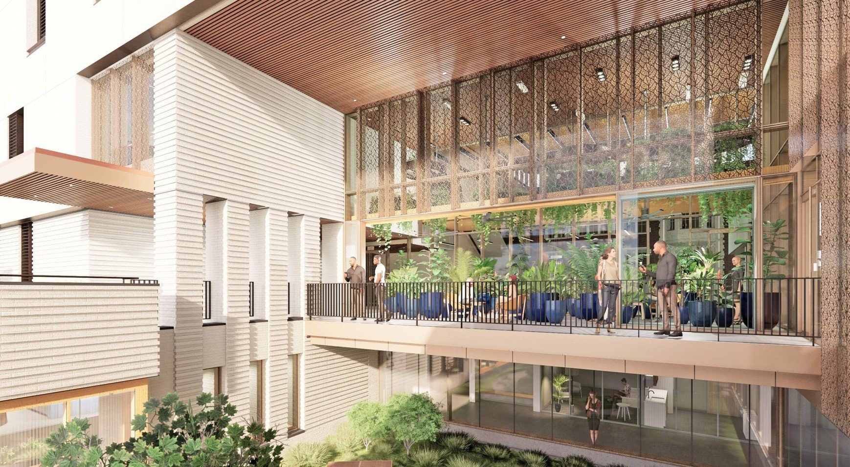 An artist rendering shows the proposed winter garden set in the Frist Health Center at Princeton University