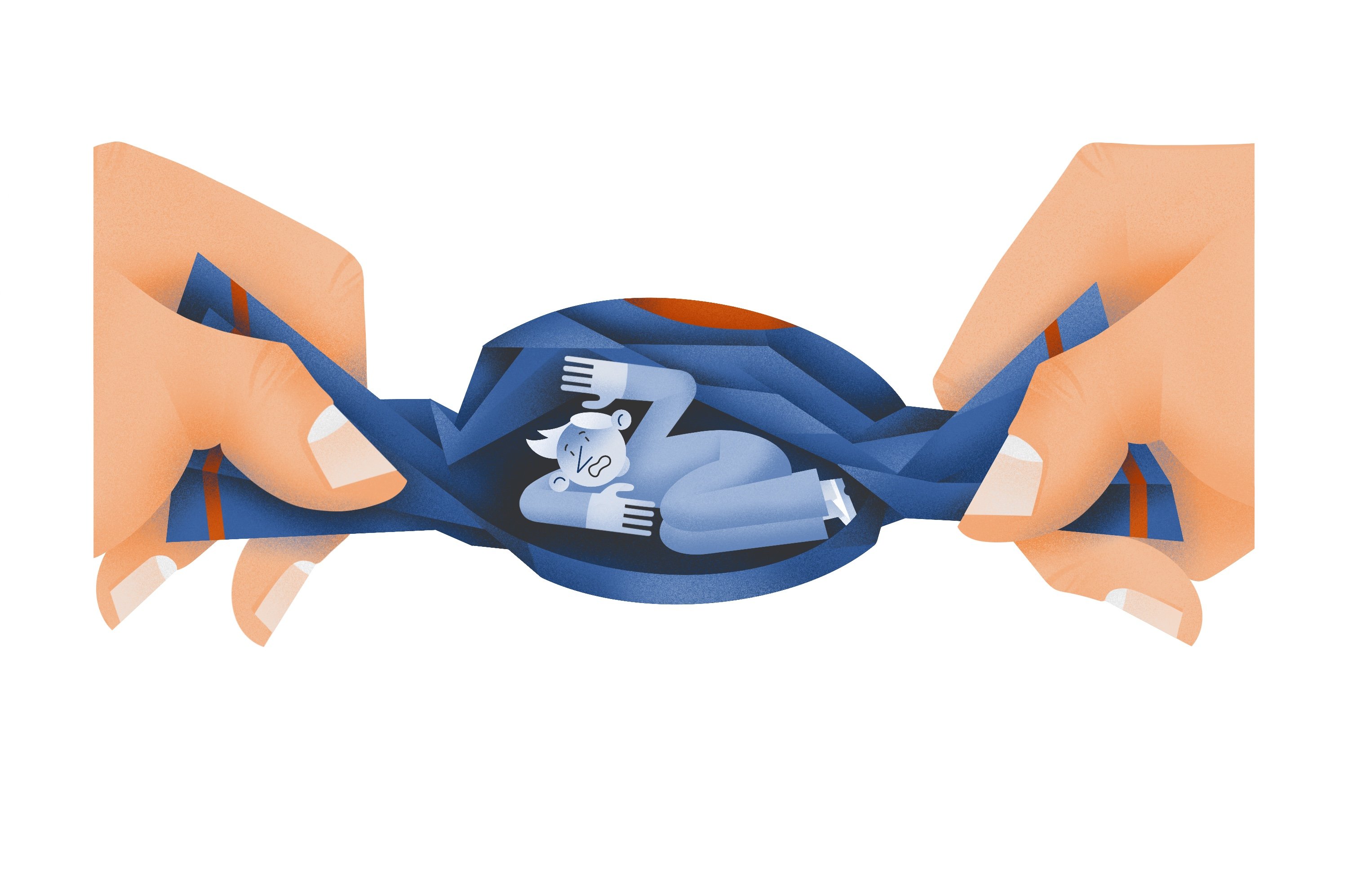 Image of person being squeezed