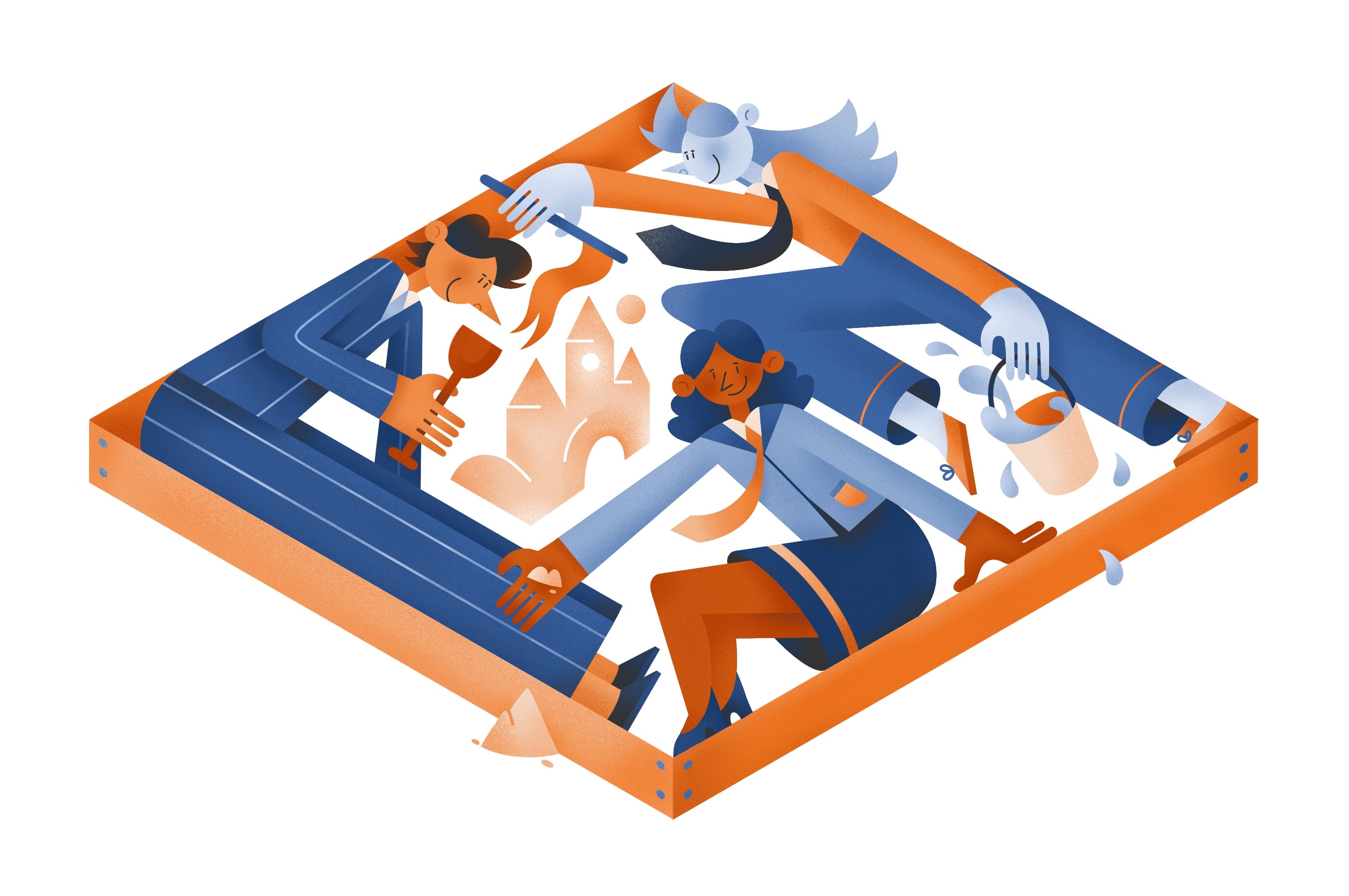 Sandbox logo - people playing in a sandbox