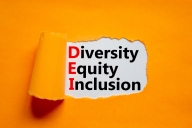 The words "Diversity, Equity and Inclusion" against an orange background.