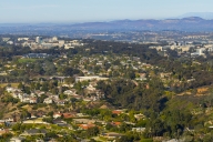 Panoramic view of the University of California, San Diego, campus with the ocean in the background.