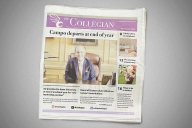 The Collegian, the student newspaper of Ashland University, has a purple banner across the top and features the headline "Campo departs at end of year."