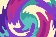 Whirlpool of swirling colors in waves