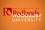 Merging logos of University of Redlands and Woodbury University