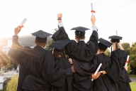 A group of graduates celebrating