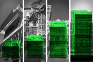 A photo illustration of stacks of money against the backdrop of college campuses.