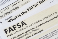 A closeup image of a printed FAFSA form