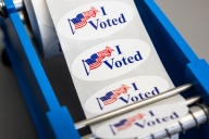 I Voted stickers at Irvine Valley College in Irvine, Calif.