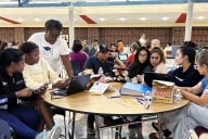 Students around a table