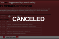 Rutgers event page overlaid with the word canceled