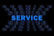The word "service" in 3-D blue lettering, repeated against a black background.