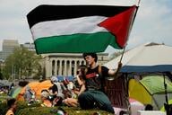 A photo of a pro-Palestinian protest on Columbia University's campus last year.