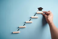 Steps of education leading to success goal