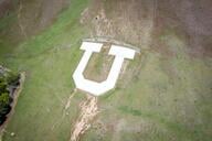 An overhead photo of a giant "U," a landmark for the University of Utah.