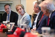 U.S. Education Secretary Linda McMahon speaks during a cabinet meeting.