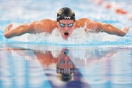 Grant House swimming the 200M butterfly