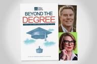 Cover of “Beyond the Degree: Stories of Adult Learner Comebacks and What They Teach Us” next to headshots of the authors Matt Bergman and Bridgett Strickler.