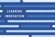 White text that says “Learning Innovation” appears in line with pale and medium blue horizontal lines on a dark blue background.