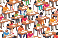 Illustration of students at desks