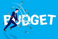 Illustration of man smashing budget