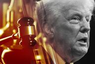 Illustration showing Donald Trump's face and a gavel