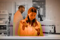 Diverse researchers working in a laboratory.