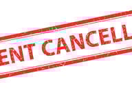A red stamp on a white background that says "Event Cancelled."