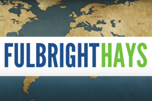 An image of the globe with Fullbright-Hays Research Abroad logo