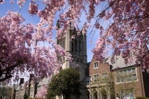 A landscape photo of the campus of New Jersey City University