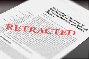 An enhanced photo of a paper by Priscilla K. Coleman, with "retracted" written in red and all caps across it.