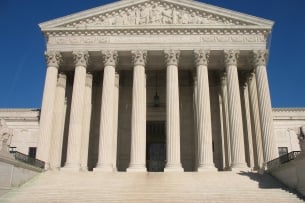 The white-columned facade of the U.S. Supreme Court building