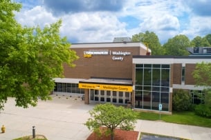 The exterior of UW Milwaukee at Washington County's campus building