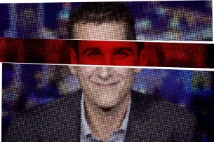 A photo of Richard Hanania with a red bar across his eyes. 