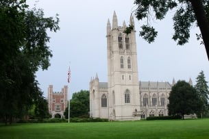 A photograph of Trinity College's campus. 