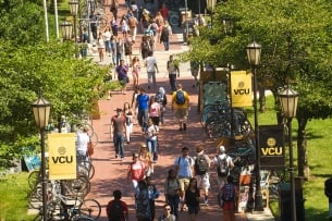 Students walk through Virginia Commonwealth University's campus