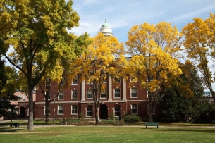 The University of Maine at Orono campus on a sunny fall day