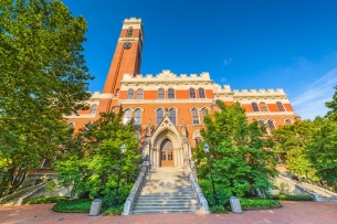 The exterior of Kirkland Hall on the campus of Vanderbilt University. The building is the oldest on campus dating from 1874.