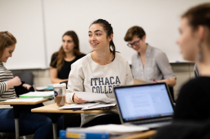 Ithaca college students attend class