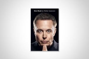 Cover of Walter Isaacson's Elon Musk biography, featuring a close-up of the subject's face