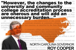 A photo illustration of North Carolina governor Roy Cooper