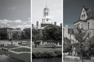 Photos of Columbia, Harvard, and Penn campuses