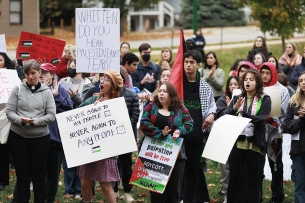 Students protest Hamas-Israel war at the Indiana University campus in Bloomington