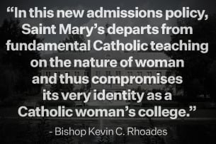 A picture of campus and a quote from the bishop's letter