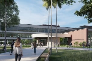 A rendering of the UH Mānoa student success center to open fall 2025.