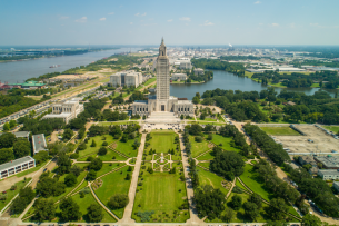 Aerial drone photo State Capitol Park Baton Rouge, Louisiana