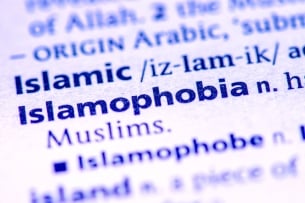 A close-up image of a dictionary entry for "Islamophobia."