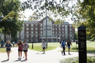 Students walking on the campus of the University of Delaware
